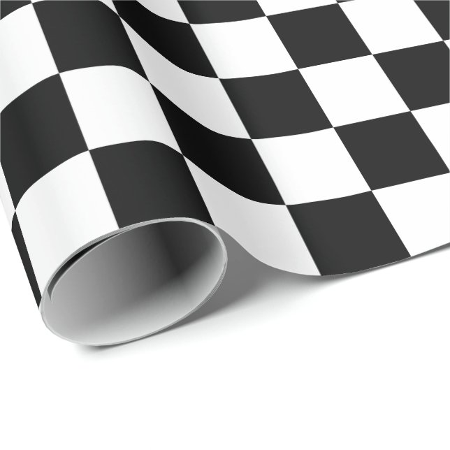 Black and White Checkered  Wrapping Paper (Roll Corner)