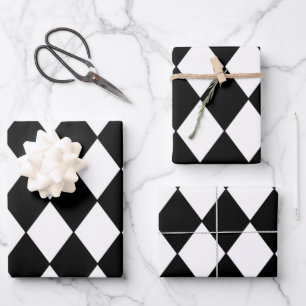 Black and White Checkered Wrapping Paper Sheets