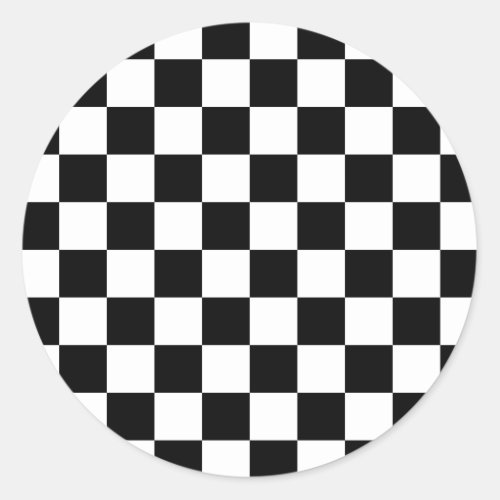Black and white checkers board classic round sticker
