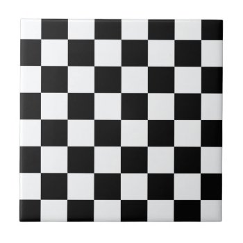 Black And White Checkers Ceramic Tile by The_Everything_Store at Zazzle