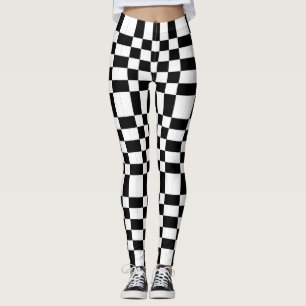 Black and white checkers Punk Leggings