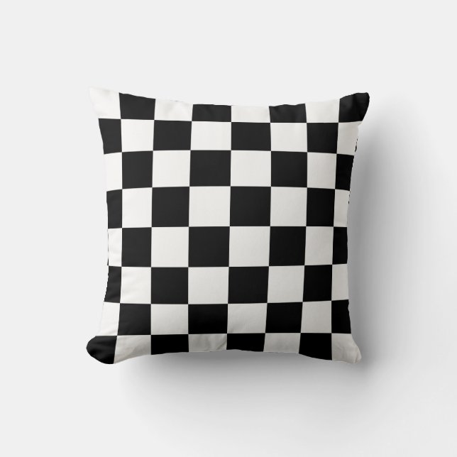Black and White Checks Throw Pillow (Front)
