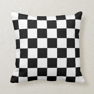 Black and White Checks Throw Pillow