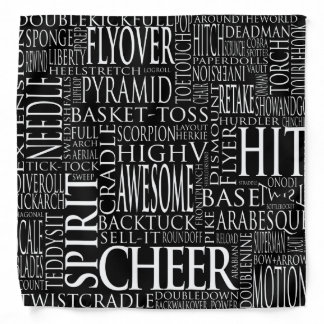 Black and White Cheerleading Words Bandana