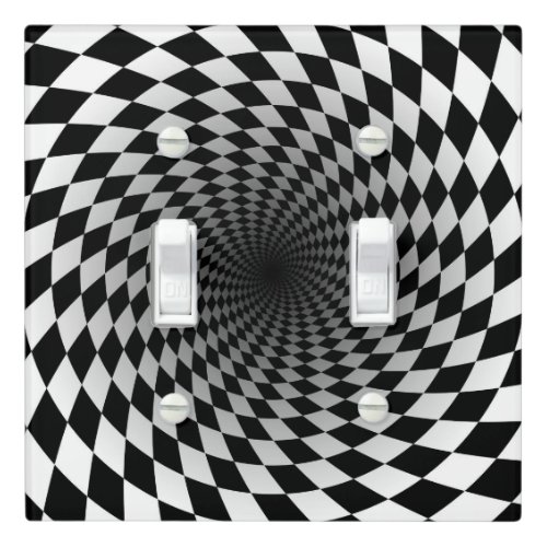 Black and White Chekered Vortex  Optical Illusion Light Switch Cover