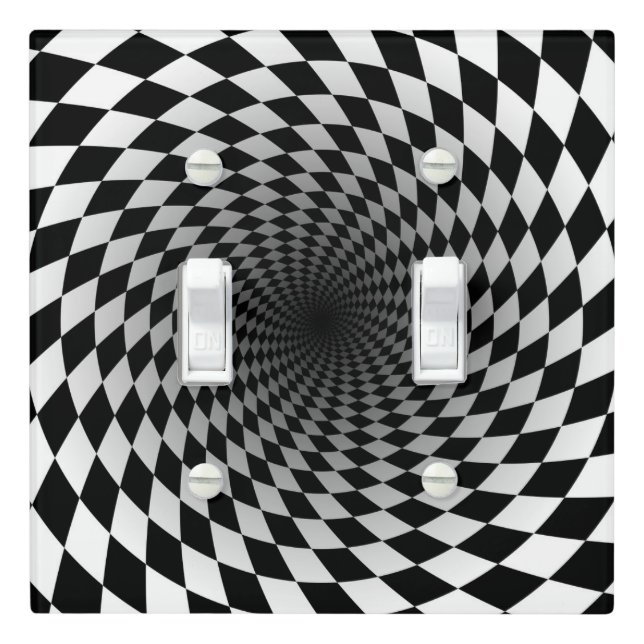 Black and White Chekered Vortex | Optical Illusion Light Switch Cover (In Situ)