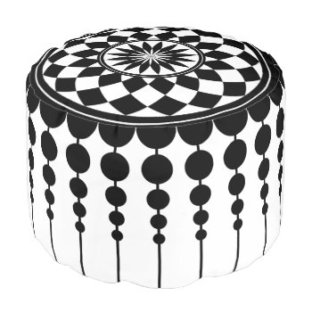 Black And White Chequered Geometric Pattern Pouf by thatcrazyredhead at Zazzle
