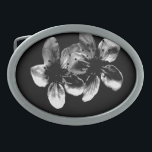 Black And White Cherry Blossoms, Belt Buckle<br><div class="desc">Pictured is a black and white cherry blossom design</div>