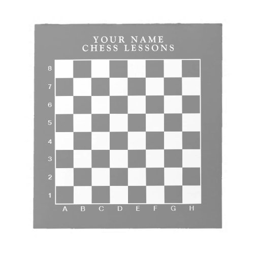 Black and white chess board notepad for lessons