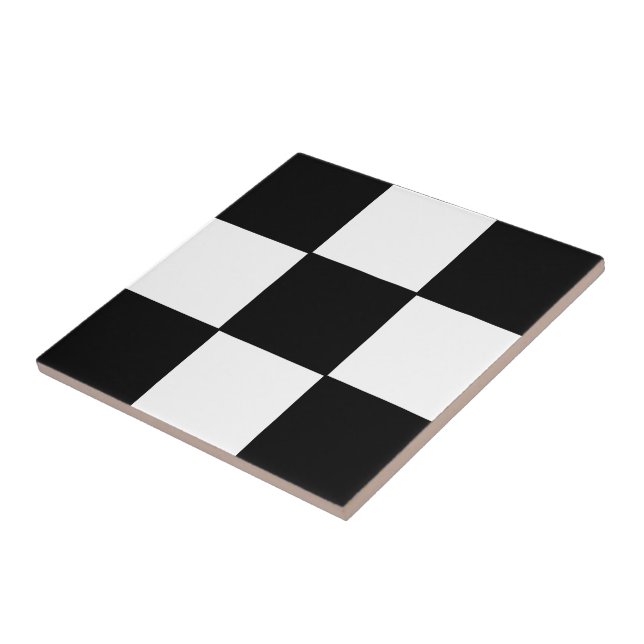 Black and white,chess,check,checkered  ceramic tile (Side)