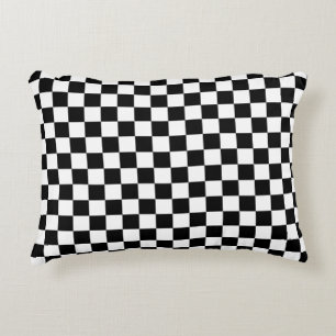 Black and White Chess Digital Print Accent Pillow