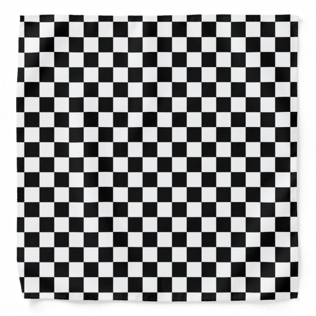 Black and White Chess Digital Print Bandana (Front)