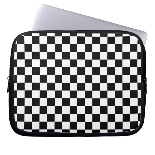 Black and White Chess Digital Print Laptop Sleeve (Front)