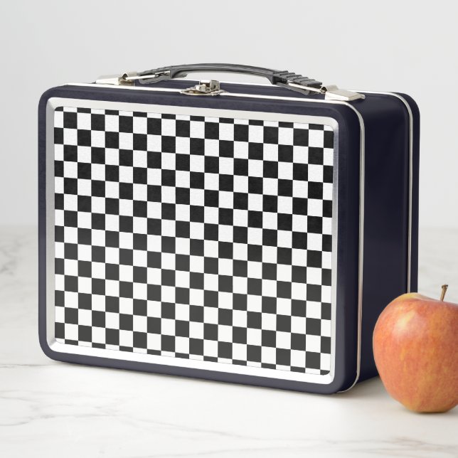 Black and White Chess Digital Print Metal Lunch Box (In Situ)
