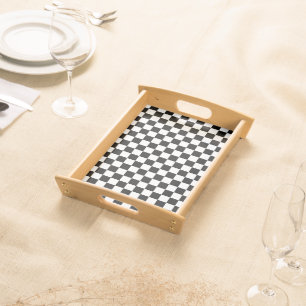 Black and White Chess Digital Print Serving Tray