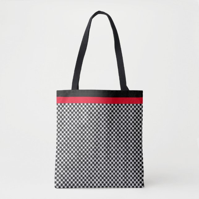 Black and white chess pattern tote bag (Front)
