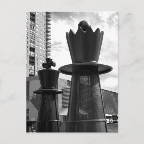 Black and white chess piece 3 postcard