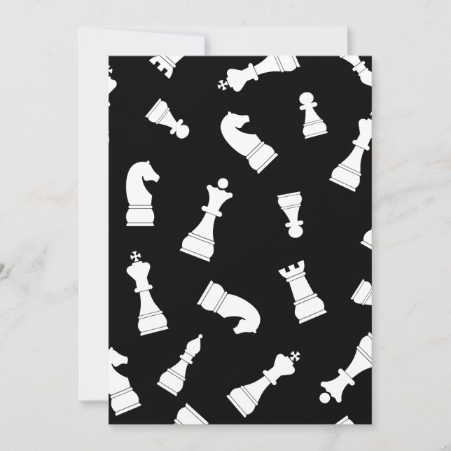 Black and White Chess Piece Pattern Invitation (Front)