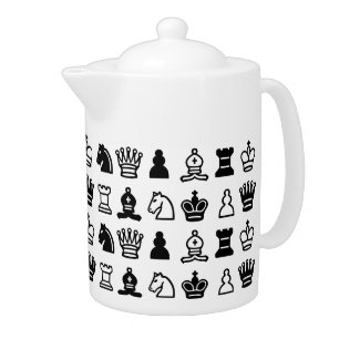 Black and White Chess Piece Pattern Teapot