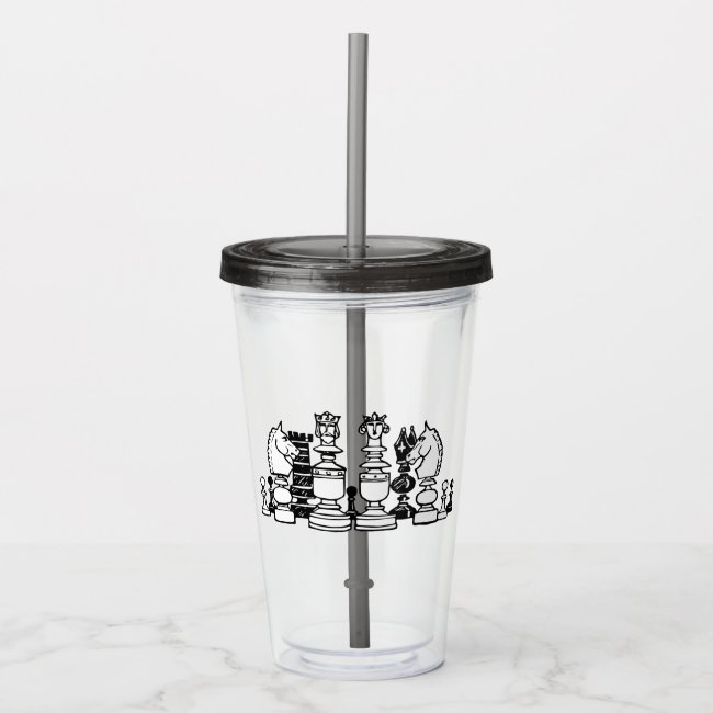 Black and White Chess Pieces Acrylic Tumbler
