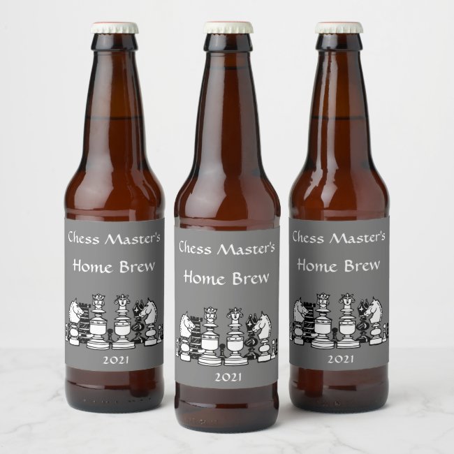 Black and White Chess Pieces Beer Label