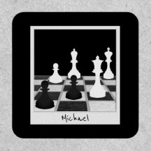 Black and White Chess Pieces on Chessboard Retro