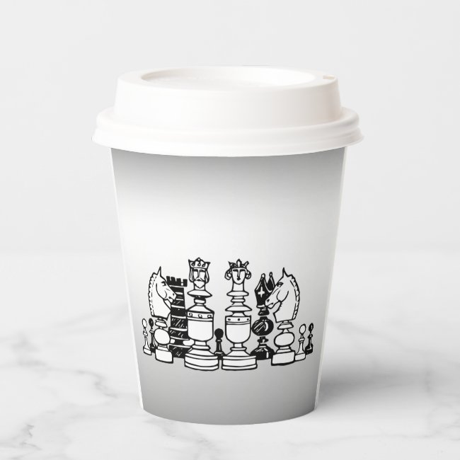 Black and White Chess Pieces Paper Cups
