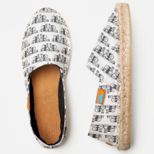 Black and White Chess Pieces Pattern #2S Wht Canvs Espadrilles