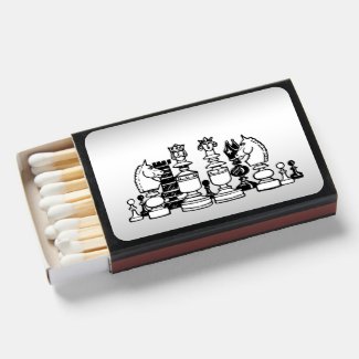 Black and White Chess Pieces Set of Match. Boxes