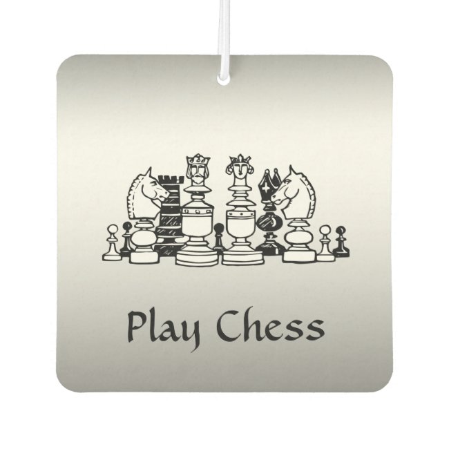Black and White Chess Pieces Silver Air Freshener