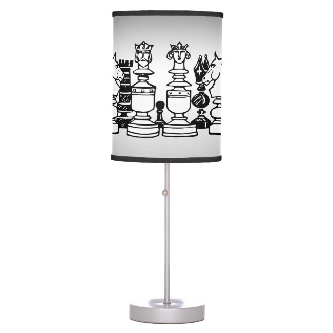 Black and White Chess Pieces Silver Lamp