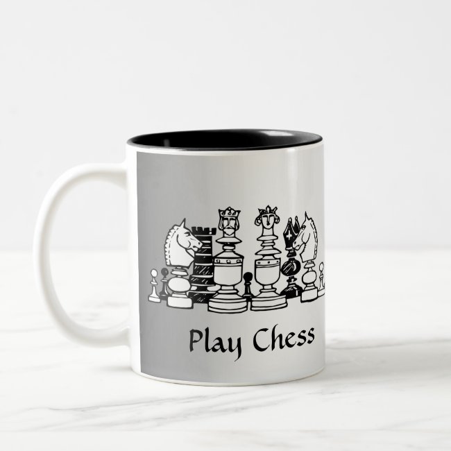 Black and White Chess Pieces Silver Mug