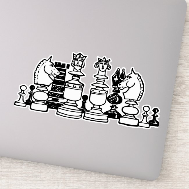 Black and White Chess Pieces Vinyl Sticker