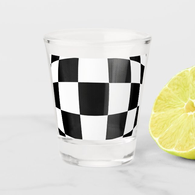 Black and white chess shot glass (Front)