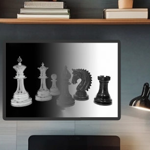 Black and White Chess Strategy Game Poster