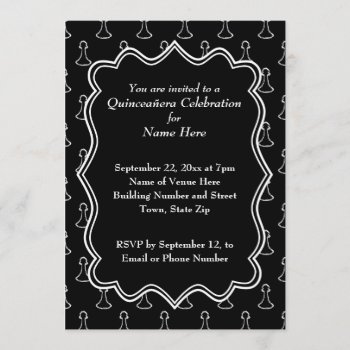 Black And White Chess Themed Quincenera Invitation by Metarla_Occasions at Zazzle