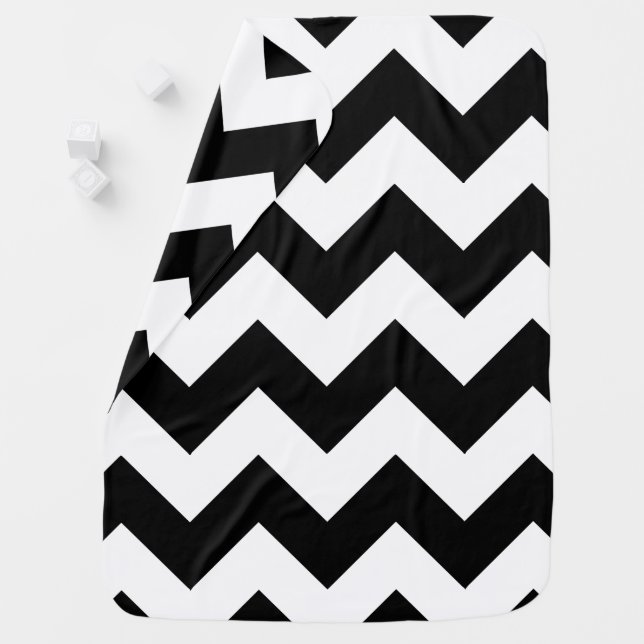 Black and White Chevron Baby Blanket (In Situ)