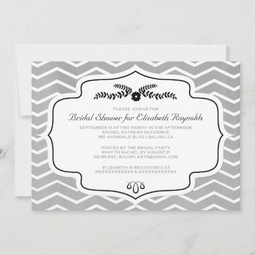 Black And White Chevron Bridal Shower Invitations