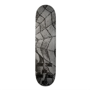 black and white chevron cobweb abstract art retro skateboard