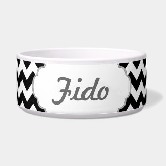 Black and White Chevron - Custom Text Bowl
