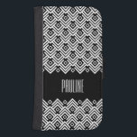 black and white chevron damask name flap case<br><div class="desc">Bold angular patterned case cover in mono black and white. Pattern by Sarah Trett.</div>