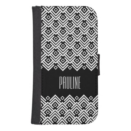 black and white chevron damask name flap case