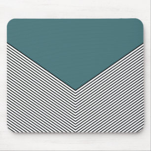 Black and white chevron design and blue triangle mouse pad