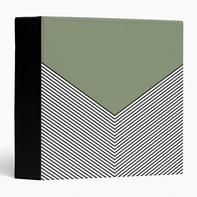 Black and white chevron design and green triangle 3 ring binder (Front/Spine)