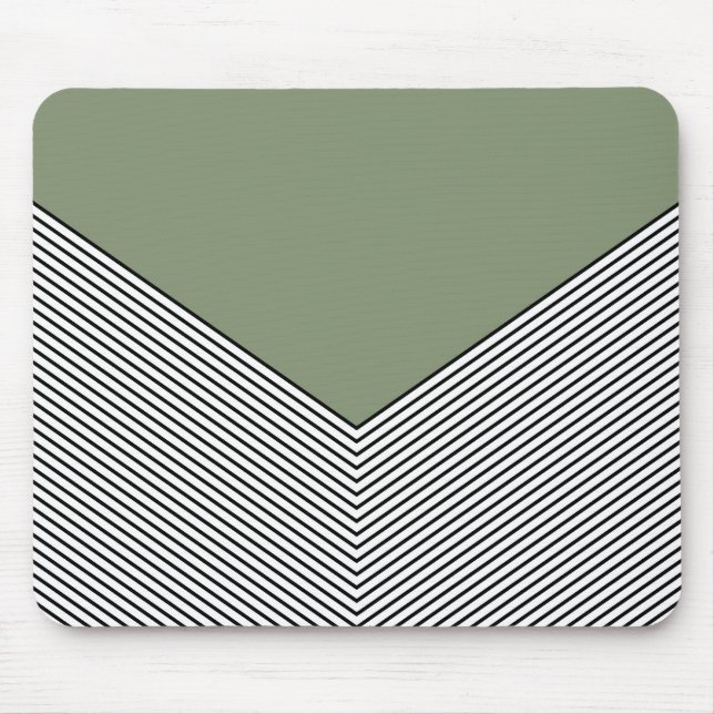 Black and white chevron design and green triangle mouse pad (Front)