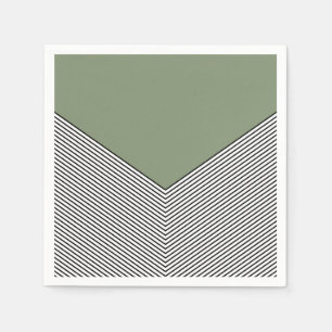 Black and white chevron design and green triangle napkins