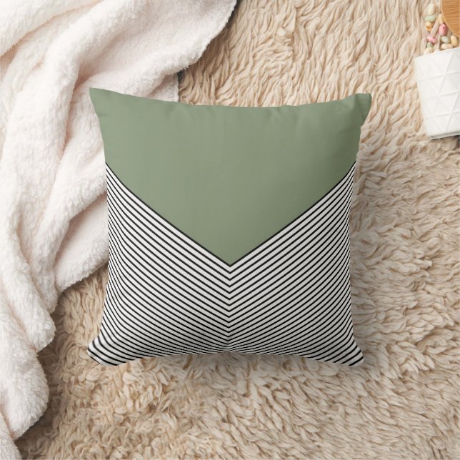 Black and white chevron design and green triangle throw pillow (Blanket)
