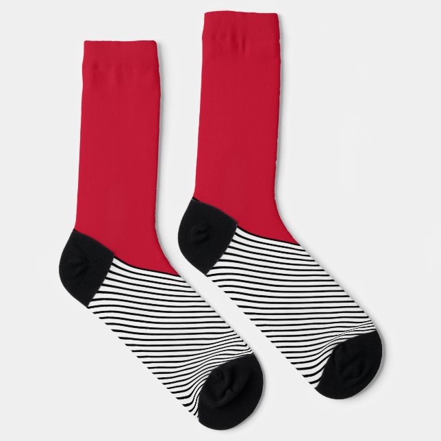 Black and white chevron design and red triangle socks (Right)