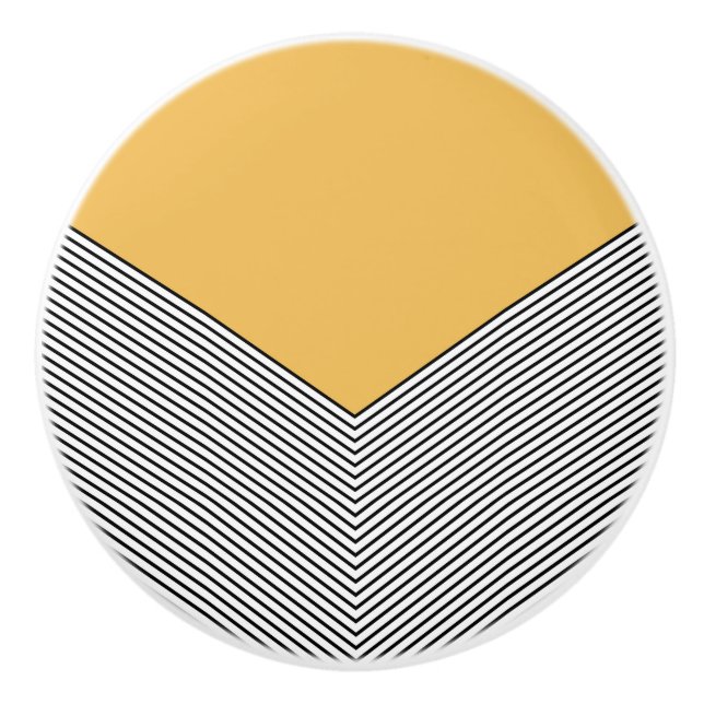 Black and white chevron design and yellow triangle ceramic knob (Front)