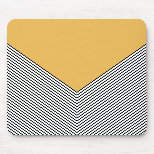 Black and white chevron design and yellow triangle mouse pad (Front)